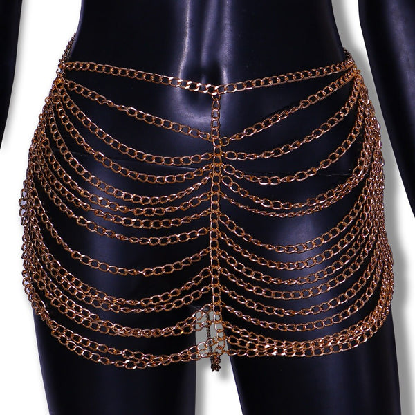 Ziba Transparent Gold Silver Chain Skirt Erotic Sexy Jewel