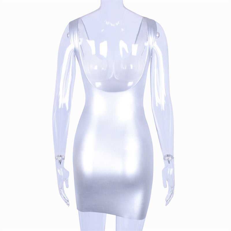 Robe sexy courte moulante argentée S M L XL Silverstar - GUAPPAA