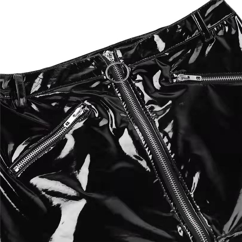 Mini jupe latex à tirette et poches Les Douches - GUAPPAA