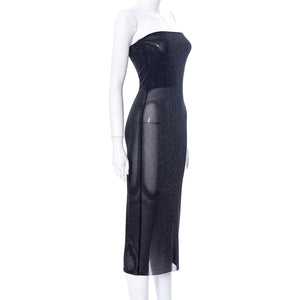 Robe fourreau noire transparente longue Midnight - GUAPPAA