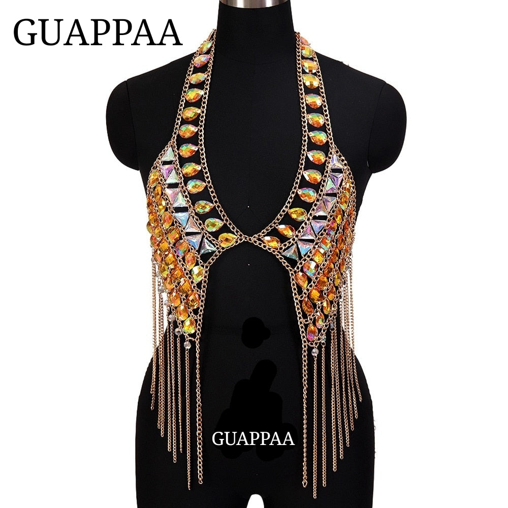 Tenue sexy strass ensemble deux pièces strip-tease gogo-dance carnaval free rave party La Parade - GUAPPAA