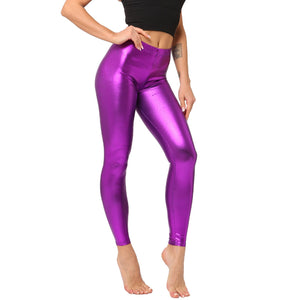 Legging femme métallique brillant sexy L'Inox - GUAPPAA violet