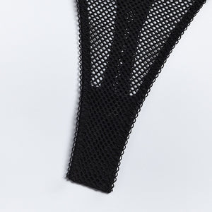 Ensemble lingerie érotique noir deux pièces transparent à ficelles L'intimité - GUAPPAA