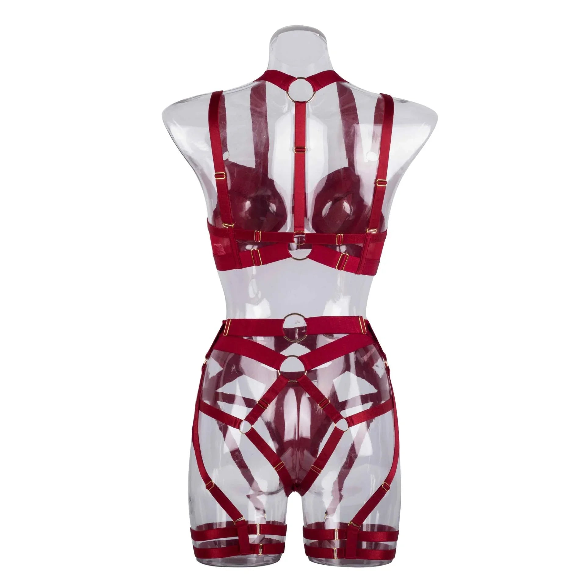 Ensemble lingerie sexy femme à bandes quatre pièces glamour L'Evidence - GUAPPAA