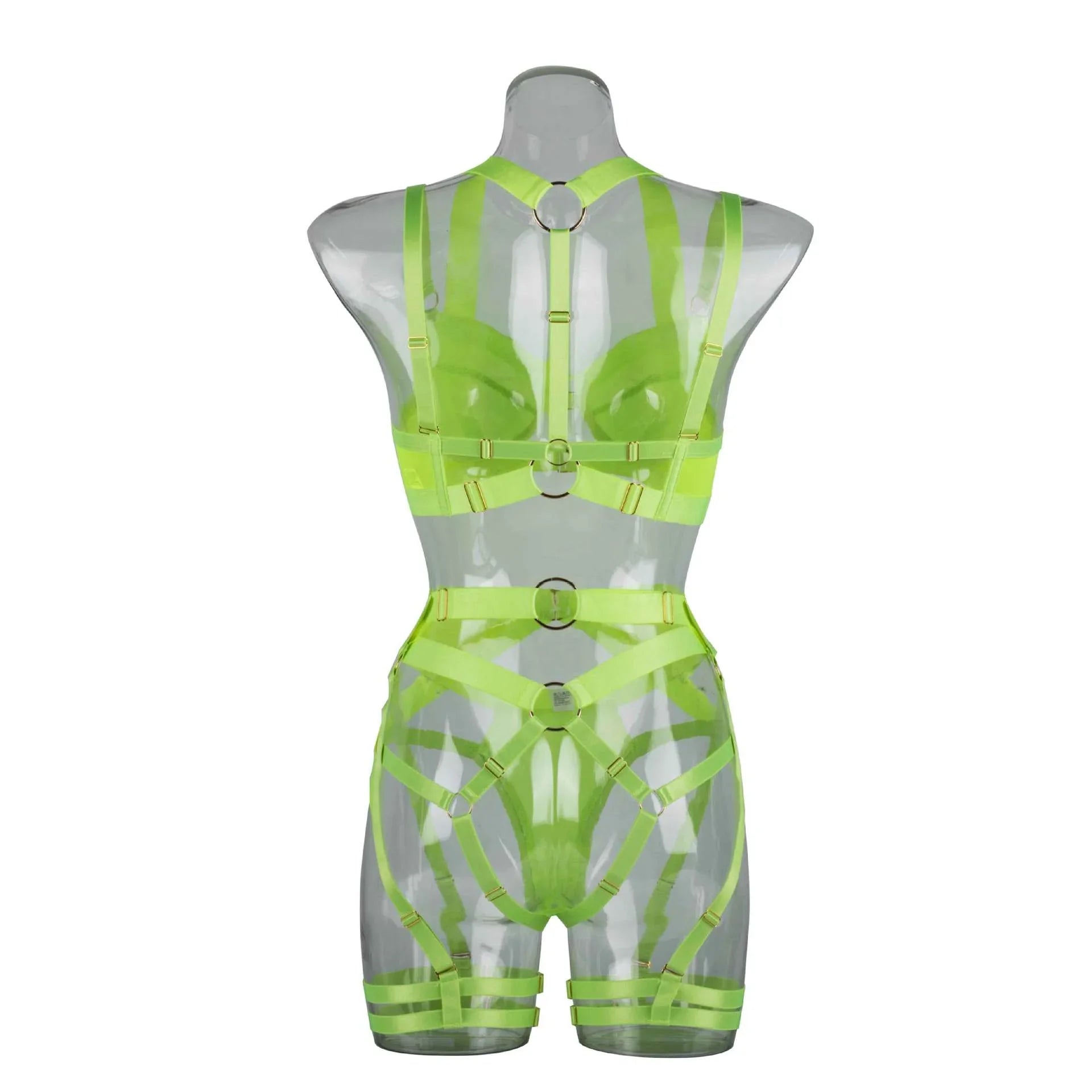 Ensemble lingerie sexy femme à bandes quatre pièces glamour L'Evidence - GUAPPAA