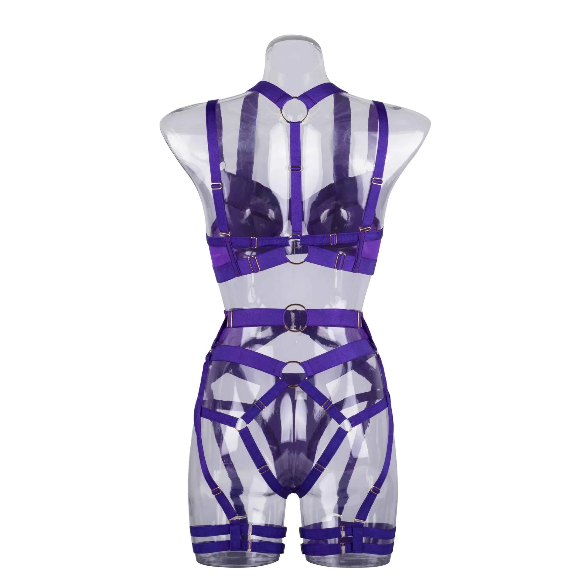 Ensemble lingerie sexy femme à bandes quatre pièces glamour L'Evidence - GUAPPAA