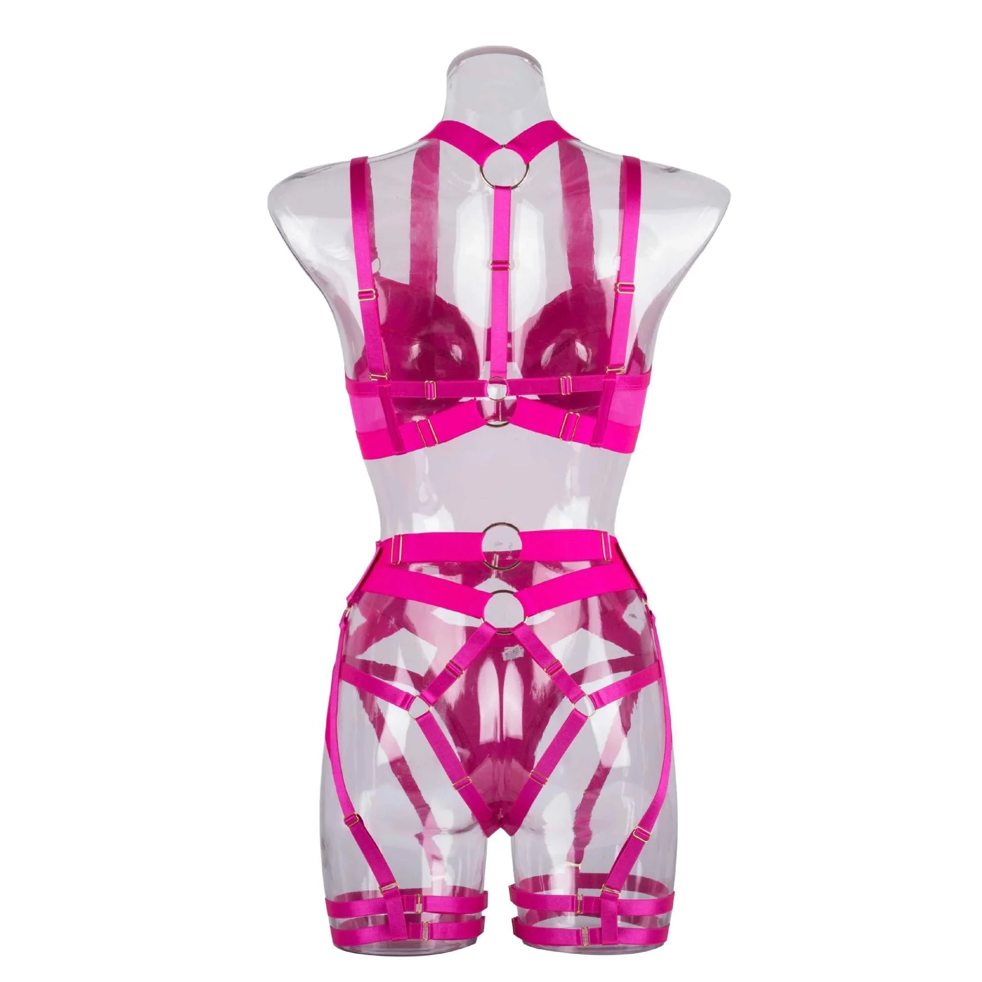 Ensemble lingerie sexy femme à bandes quatre pièces glamour L'Evidence - GUAPPAA