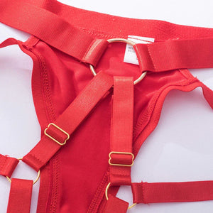 Ensemble lingerie sexy femme à bandes quatre pièces glamour L'Evidence - GUAPPAA