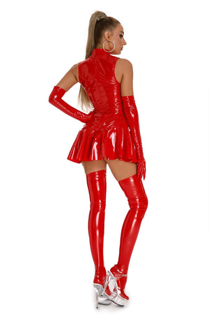 Tenue sexy latex vinyle simili ensemble robe gants et bas BCM - GUAPPAA