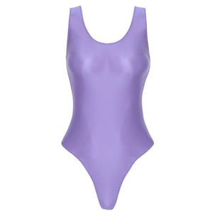 Maillot de bain une pièce échancré tanga satiné Saya - GUAPPAA