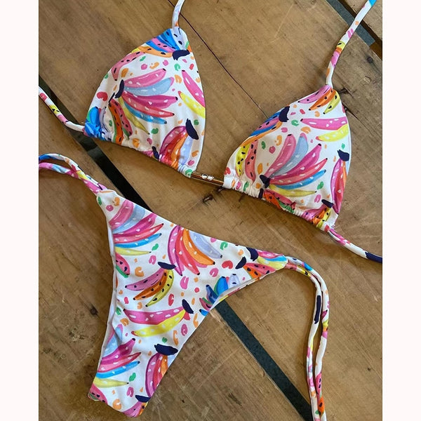 Micro bikini string ficelle multicolore push-up triangle Pollenca