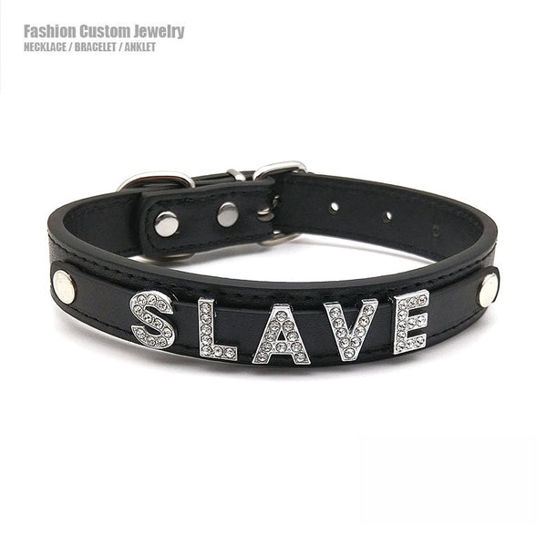Collier soumise bondage bdsm personnalisable 1-9 lettres punk gothique Slave