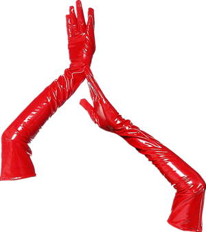 Tenue sexy latex vinyle simili ensemble robe gants et bas BCM - GUAPPAA
