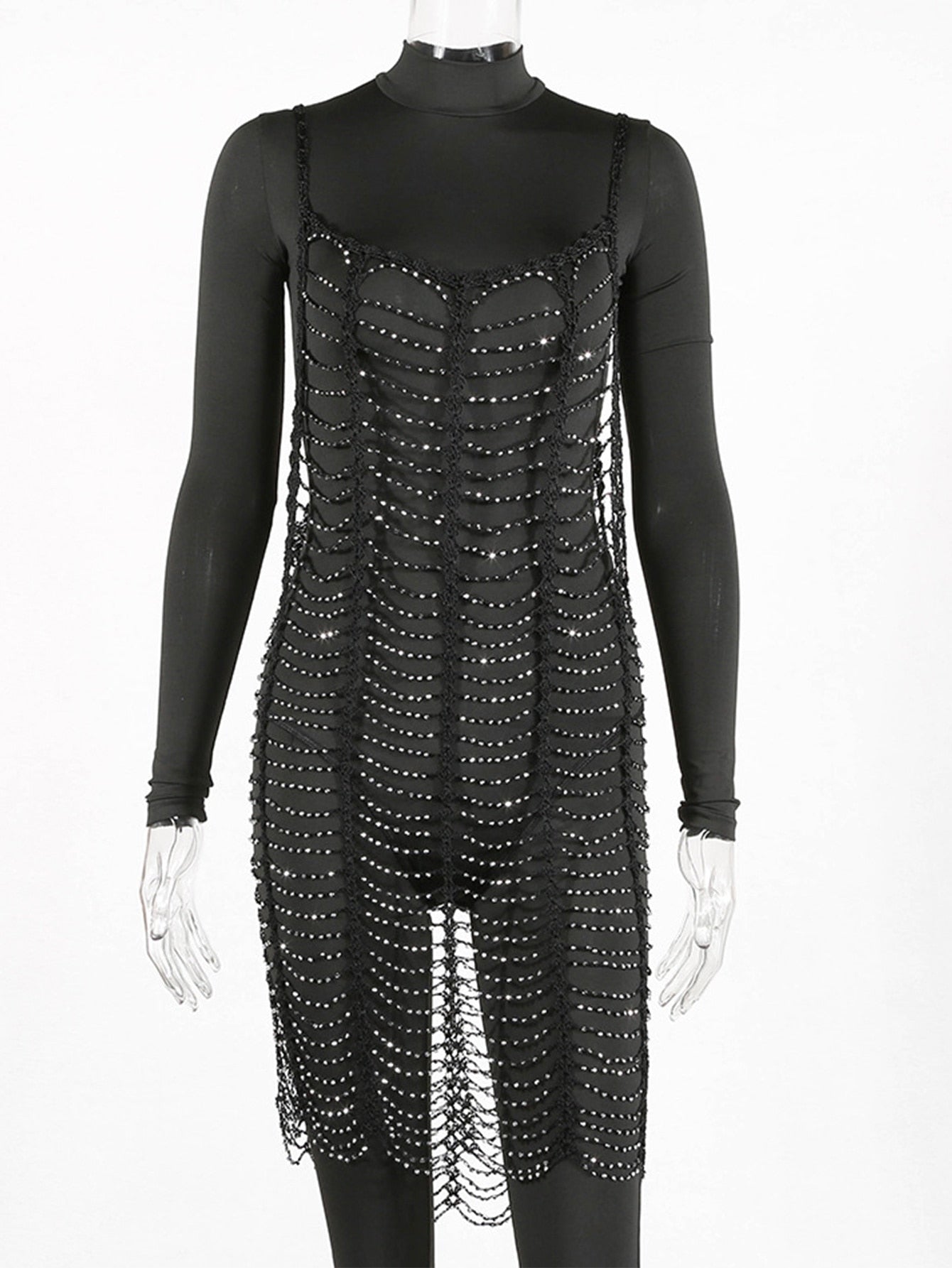 Mini Robe Résille Et String Eveleen Livco Corsetti Taille Unique Noir (36-40)