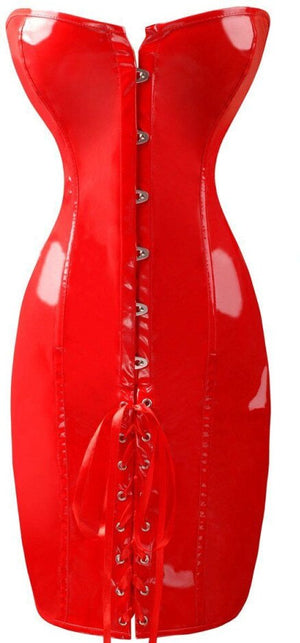 Robe corset latex vinyle brillante à lacage au dos sexy bdsm bondage S-XXL noir rouge Le Sacre - GUAPPAA