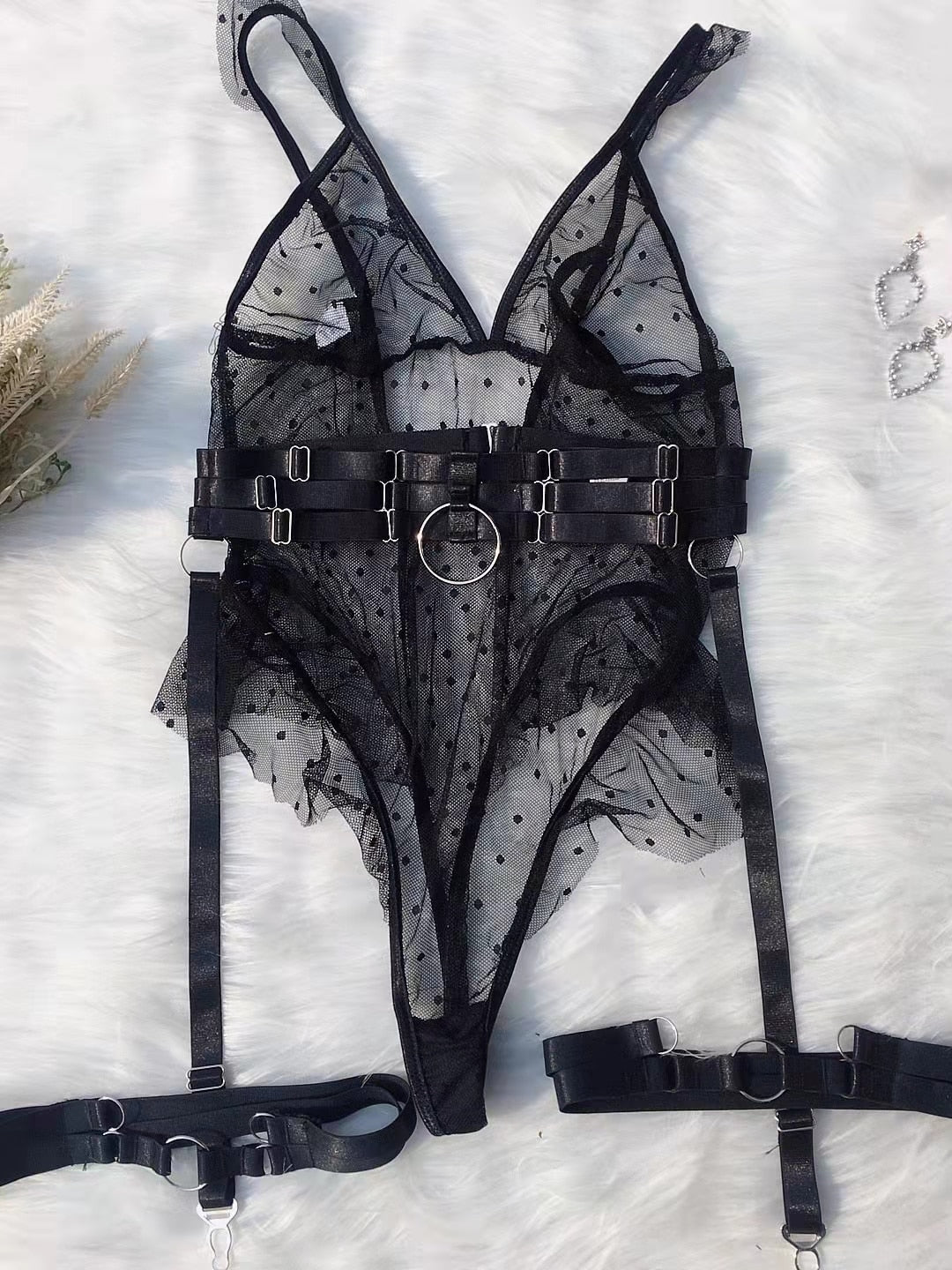 Body string harnais porte-jarretelles transparent S M L XL L'anneau - GUAPPAA