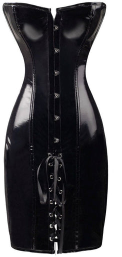 Robe corset latex vinyle brillante à lacage au dos sexy bdsm bondage S-XXL noir rouge Le Sacre - GUAPPAA