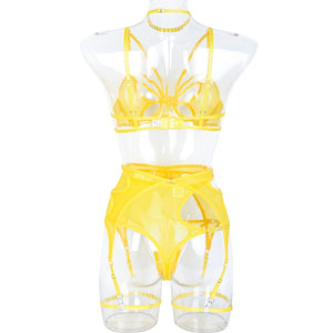 Lingerie érotique ensemble quatre pièces asymétrique luxe La Courbure - GUAPPAA