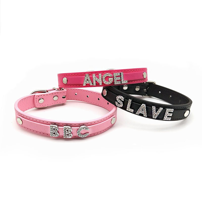 Collier soumise bondage bdsm personnalisable 1-9 lettres punk gothique Slave - GUAPPAA