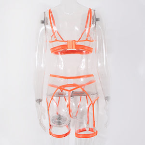 Bellevue Ensemble porte-jarretelles string soutien-gorge lingerie transparente trois pièces - GUAPPAA