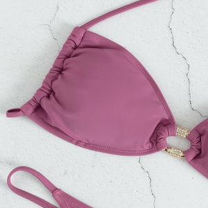 Mini bikini string ficelle deux pièces push-up violet Mousqueton S M L - GUAPPAA