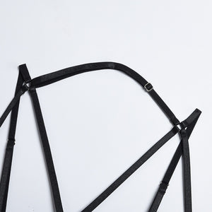 Ensemble lingerie érotique noir deux pièces transparent à ficelles L'intimité - GUAPPAA