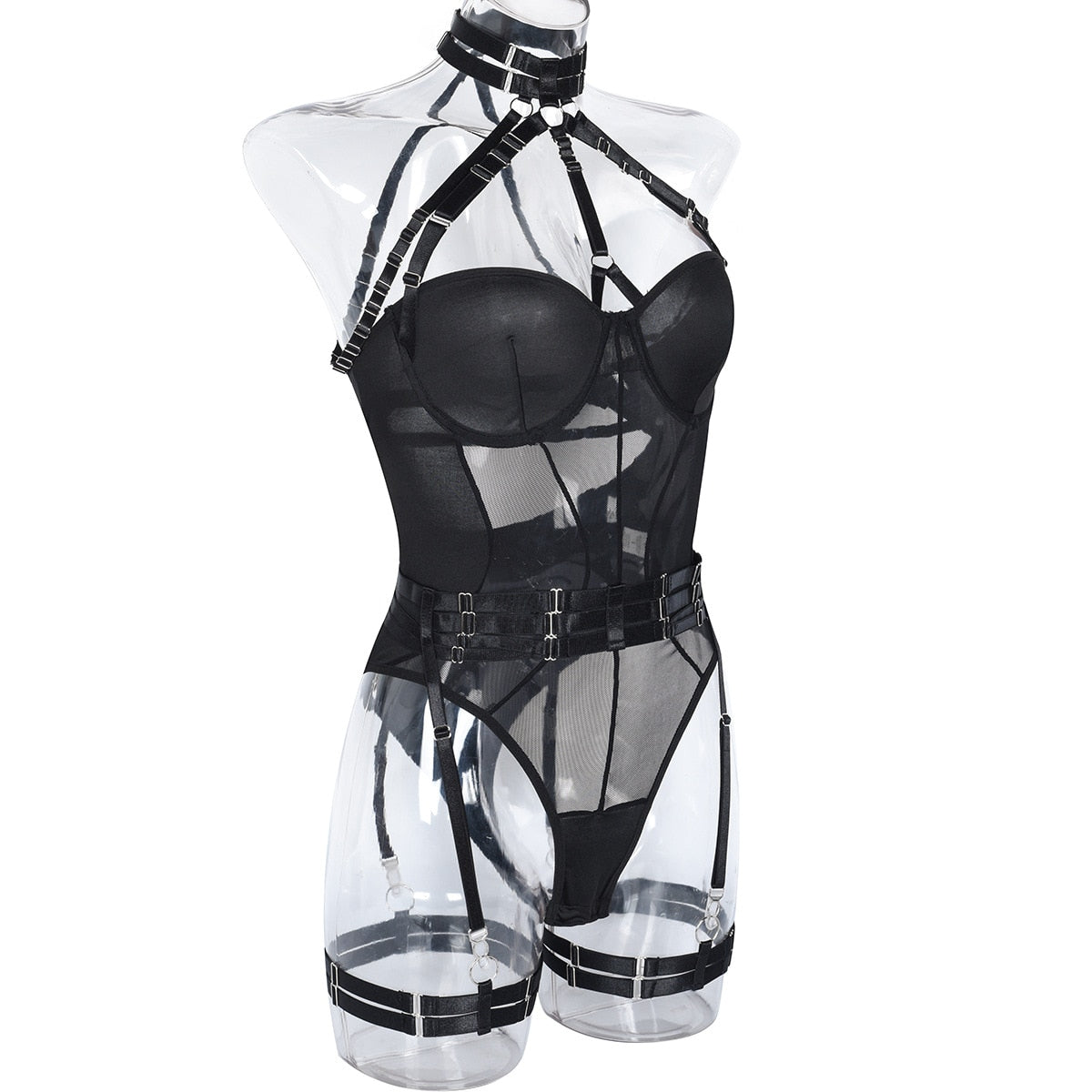 Body string transparent à collier et porte-jarretelles Le Saint-Siège - GUAPPAA