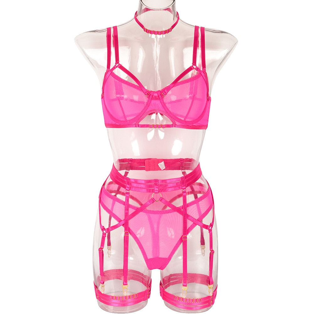Ensemble lingerie sexy à bandes et porte-jarretelles Magnolia - GUAPPAA