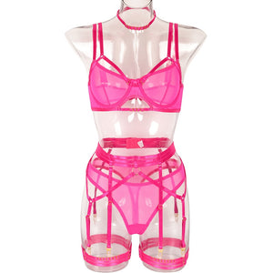 Ensemble lingerie sexy à bandes et porte-jarretelles Magnolia - GUAPPAA