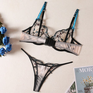 Lingerie luxe transparente dessous sexy deux pièces string et soutien-gorge Intrusion - GUAPPAA