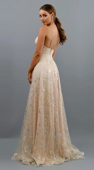 Robe longue fendue dos nu à sequins élégante La Bégude - GUAPPAA