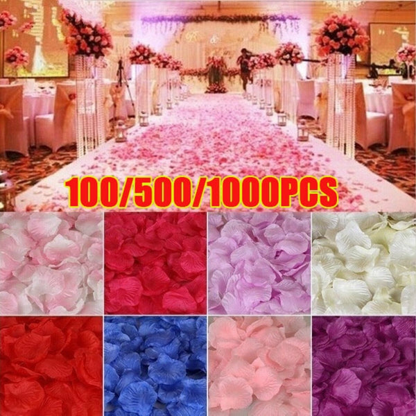 100/500/1000pcs Pétales de roses artificiels colorés en soie pour mariage soirée romantique