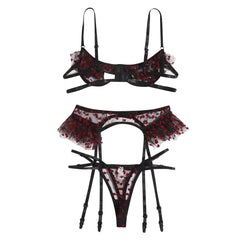Ensemble string porte-jarretelles soutien-gorge lingerie érotique transparente Lance-coeur - GUAPPAA