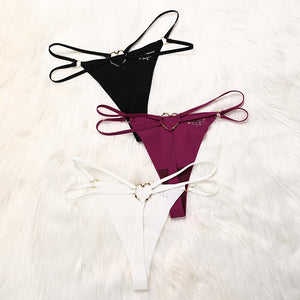 Micro string double ficelle avec coeur en métal S-XL Amor - GUAPPAA