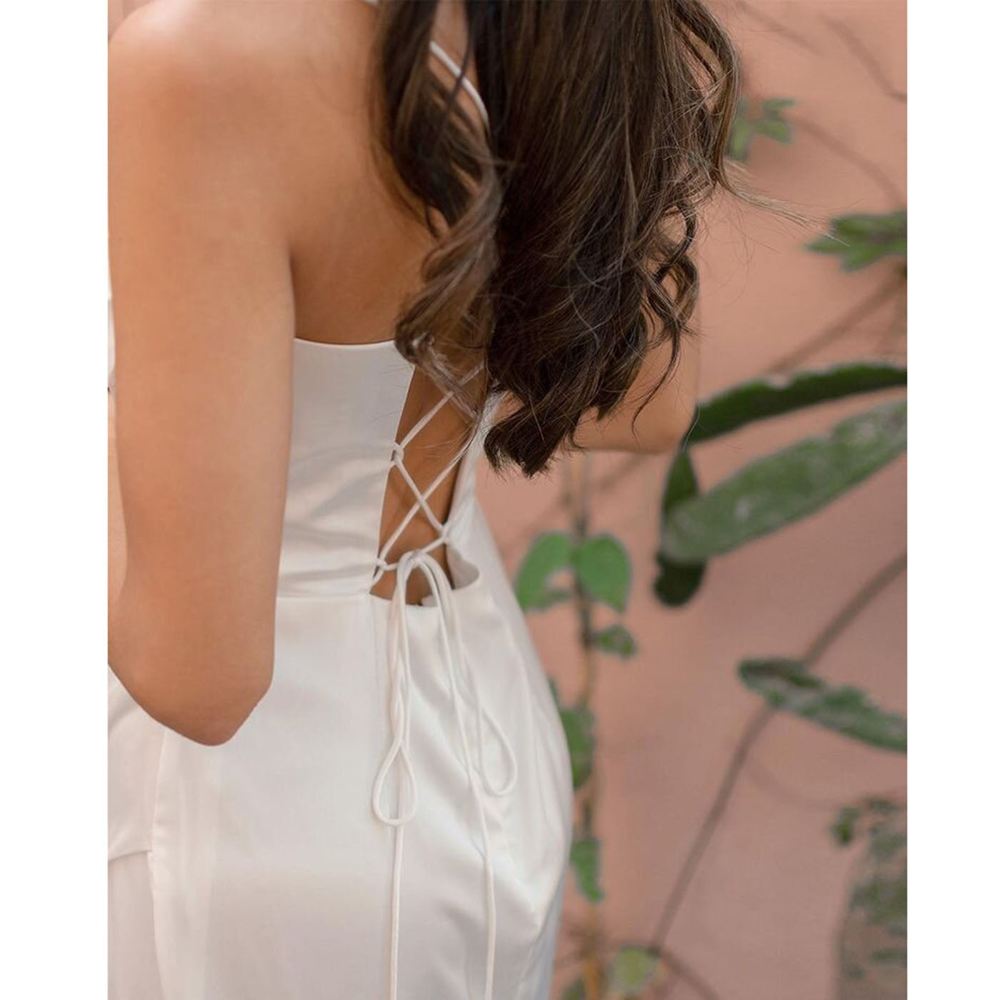 Robe corset plissée longue fendue satinée bretelles spaghetti élégante Elite - GUAPPAA