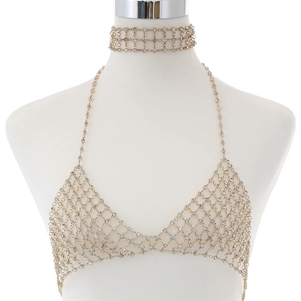 Soutien-gorge transparent en maille métal à strass bijoux Dido - GUAPPAA