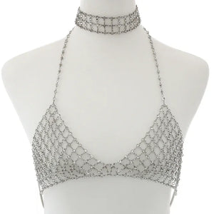 Soutien-gorge transparent en maille métal à strass bijoux Dido - GUAPPAA