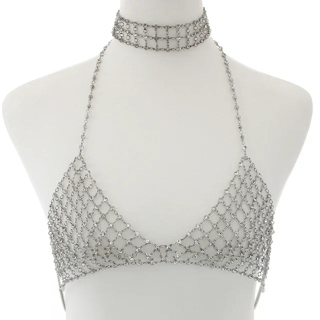 Soutien-gorge transparent en maille métal à strass bijoux Dido - GUAPPAA