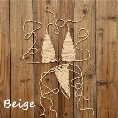 Micro bikini sexy crochet tricoté extrême string ficelle deux pièces San Cual - GUAPPAA