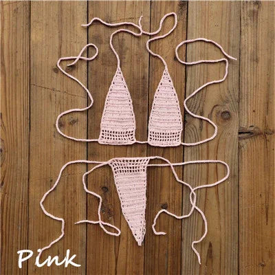 Micro bikini sexy crochet tricoté extrême string ficelle deux pièces San Cual - GUAPPAA