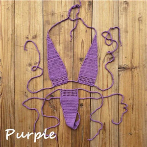 Micro bikini sexy crochet tricoté extrême string ficelle deux pièces San Cual - GUAPPAA