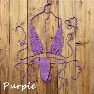 Micro bikini sexy crochet tricoté extrême string ficelle deux pièces San Cual - GUAPPAA