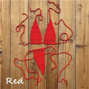 Micro bikini sexy crochet tricoté extrême string ficelle deux pièces San Cual - GUAPPAA