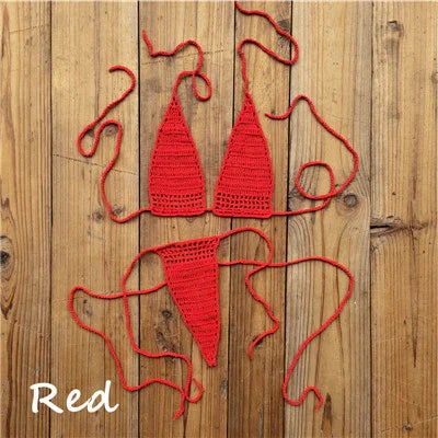 Micro bikini sexy crochet tricoté extrême string ficelle deux pièces San Cual - GUAPPAA