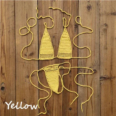 Micro bikini sexy crochet tricoté extrême string ficelle deux pièces San Cual - GUAPPAA