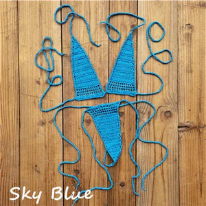 Micro bikini sexy crochet tricoté extrême string ficelle deux pièces San Cual - GUAPPAA