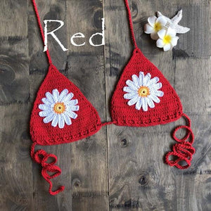 Micro bikini string ficelle crochet extrême deux pièces tricoté main Paquerettes - GUAPPAA