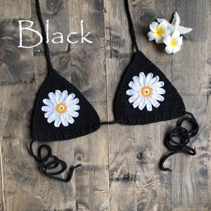Micro bikini string ficelle crochet extrême deux pièces tricoté main Paquerettes - GUAPPAA