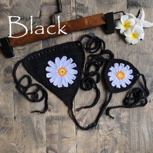 Micro bikini string ficelle crochet extrême deux pièces tricoté main Paquerettes - GUAPPAA