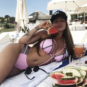 Bikini string tanga à bandes push-up deux pièces Otroma - GUAPPAA